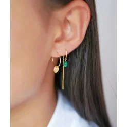 Enamel - Eleanor Ohrringe aus vergoldete silber m petrolgrüner Emaille
