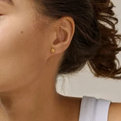 Enamel - Organic Clover Ohrringe in vergoldete silber mit Klee