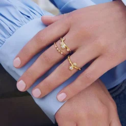 Enamel - Rose Ring in vergoldet Silber