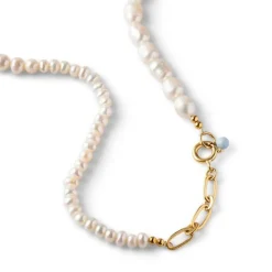 Enamel - Vergoldete Halskette Pearlie mit Süßwasserperlen