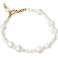 Enamel - vergoldetetes Armband Pearlie mit Süßwasserperlen