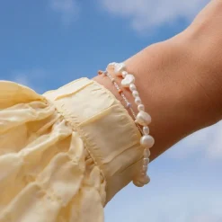 Enamel - vergoldetetes  Armband Pearlie mit Süßwasserperlen