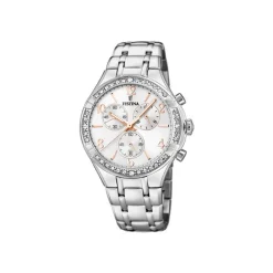Festina - Boyfriend Collection Damenuhr aus Silber mit rosa Details
