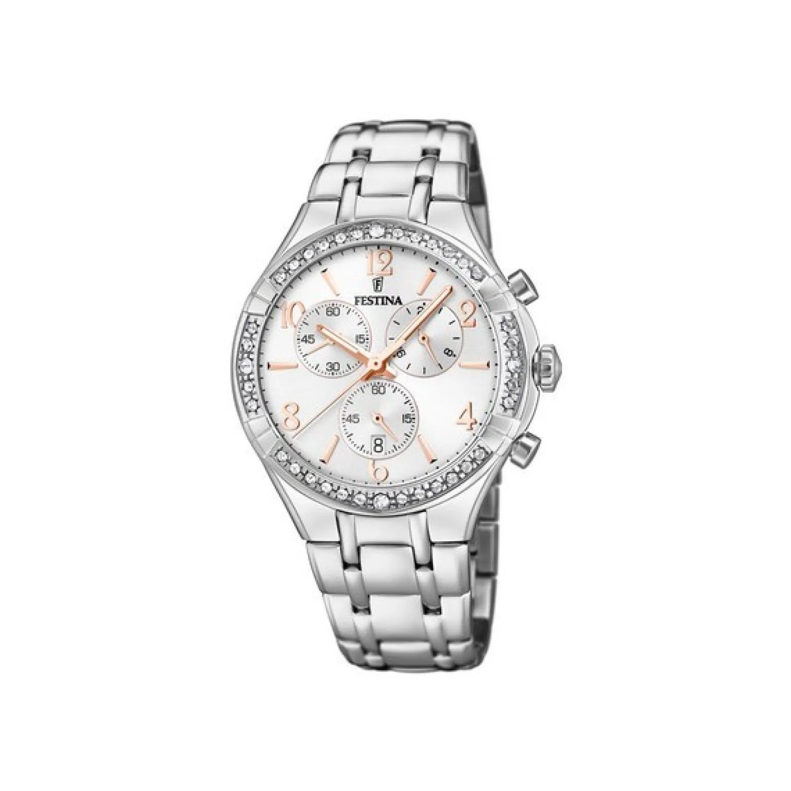 Festina - Boyfriend Collection Damenuhr aus Silber mit rosa Details