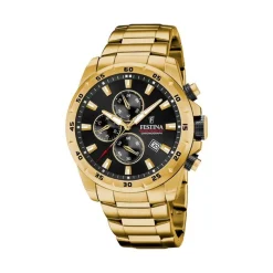 Festina - Chrono Sport Herrenuhr in Gold mit schwarzem Zifferblatt