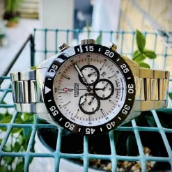 Festina - Herrenuhr Chrono Ceramic in Stahl mit weißem Zifferblatt