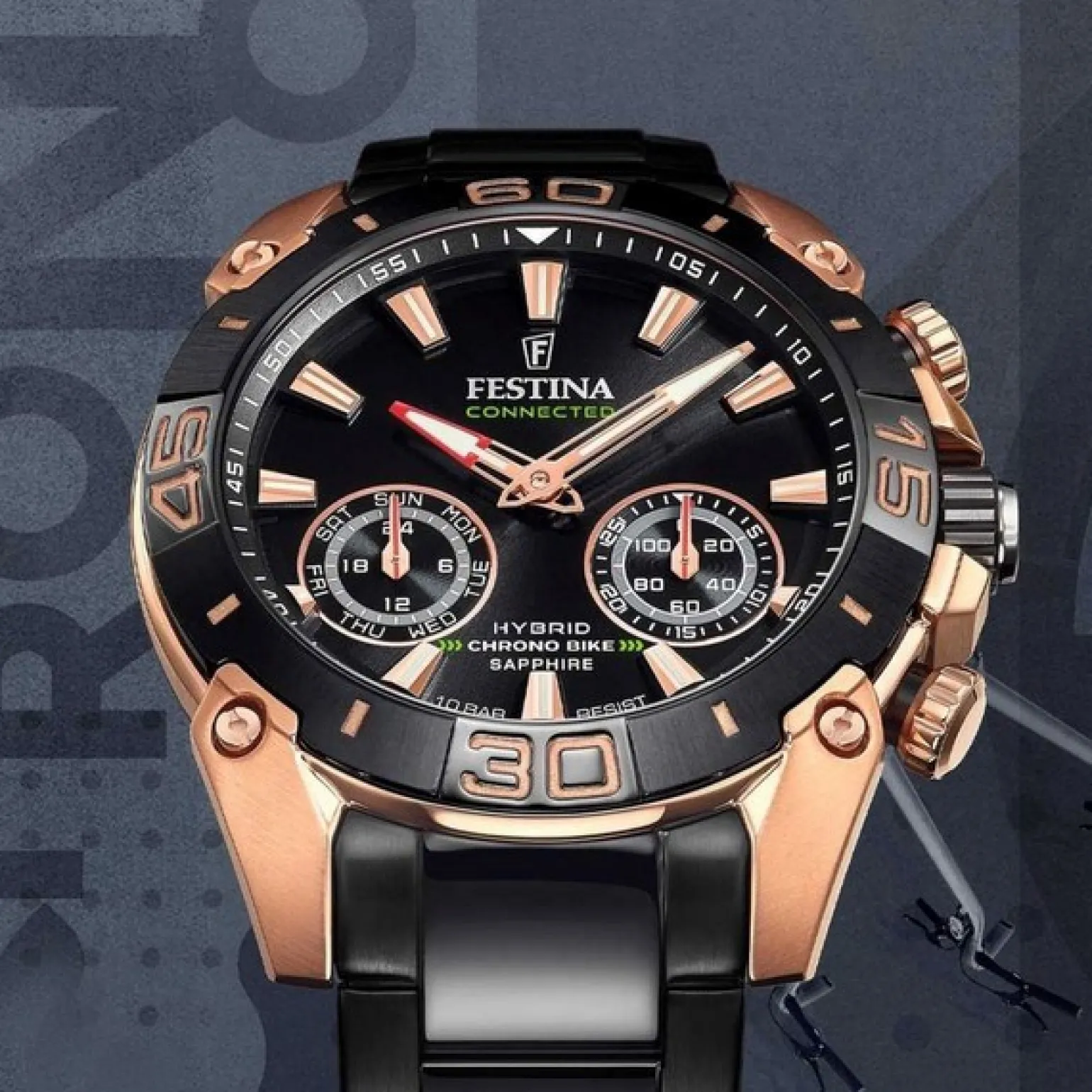 Festina - Herrenuhr Chrono Bike Special Edition Connected in Schwarz und Roségold