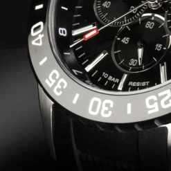 Festina - Keramik Herrenuhr aus Silber mit schwarzem Kautschukband