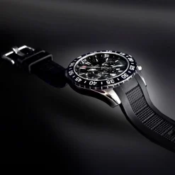 Festina - Keramik Herrenuhr aus Silber mit schwarzem Kautschukband