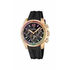 Festina - Rainbow Damenuhr in Roségold mit Zirkonia und Kautschukband**