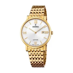 Festina - SWISS MADE Herrenuhr aus Stahl mit weissem Zifferblatt