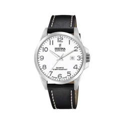 Festina - SWISS MADE Herrenuhr aus Stahl mit Lederband