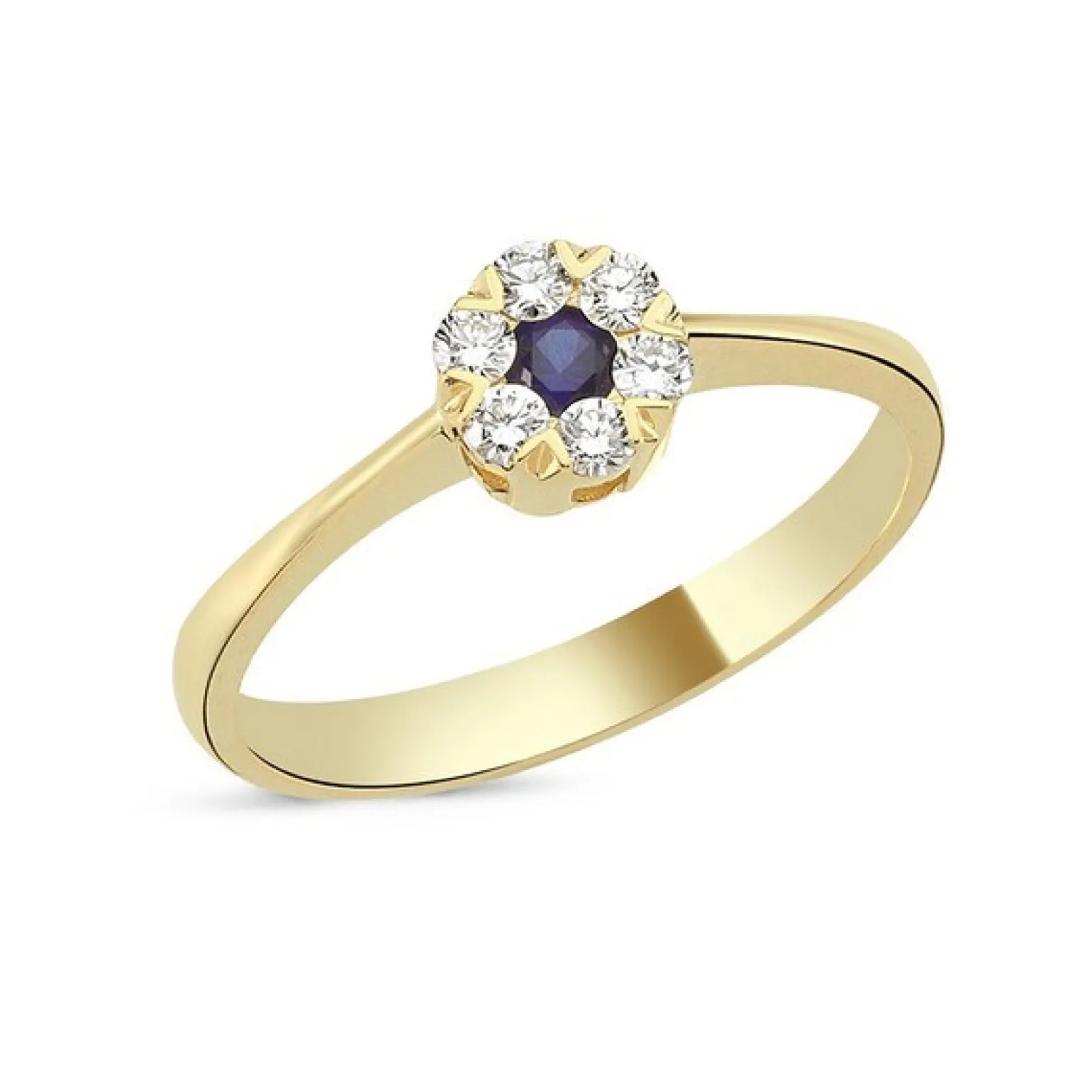 Flora Diamantring - 14 kt Gold mit blauem Saphir und Diamanten insgesamt 0,18ct