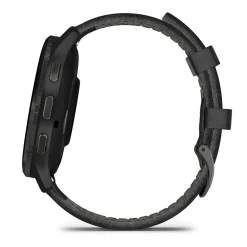 Garmin - Venu 3 schwarz Uhrenlünette in Stahl und schwarzem Lederarmband