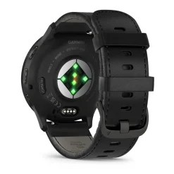 Garmin - Venu 3 schwarz Uhrenlünette in Stahl und schwarzem Lederarmband