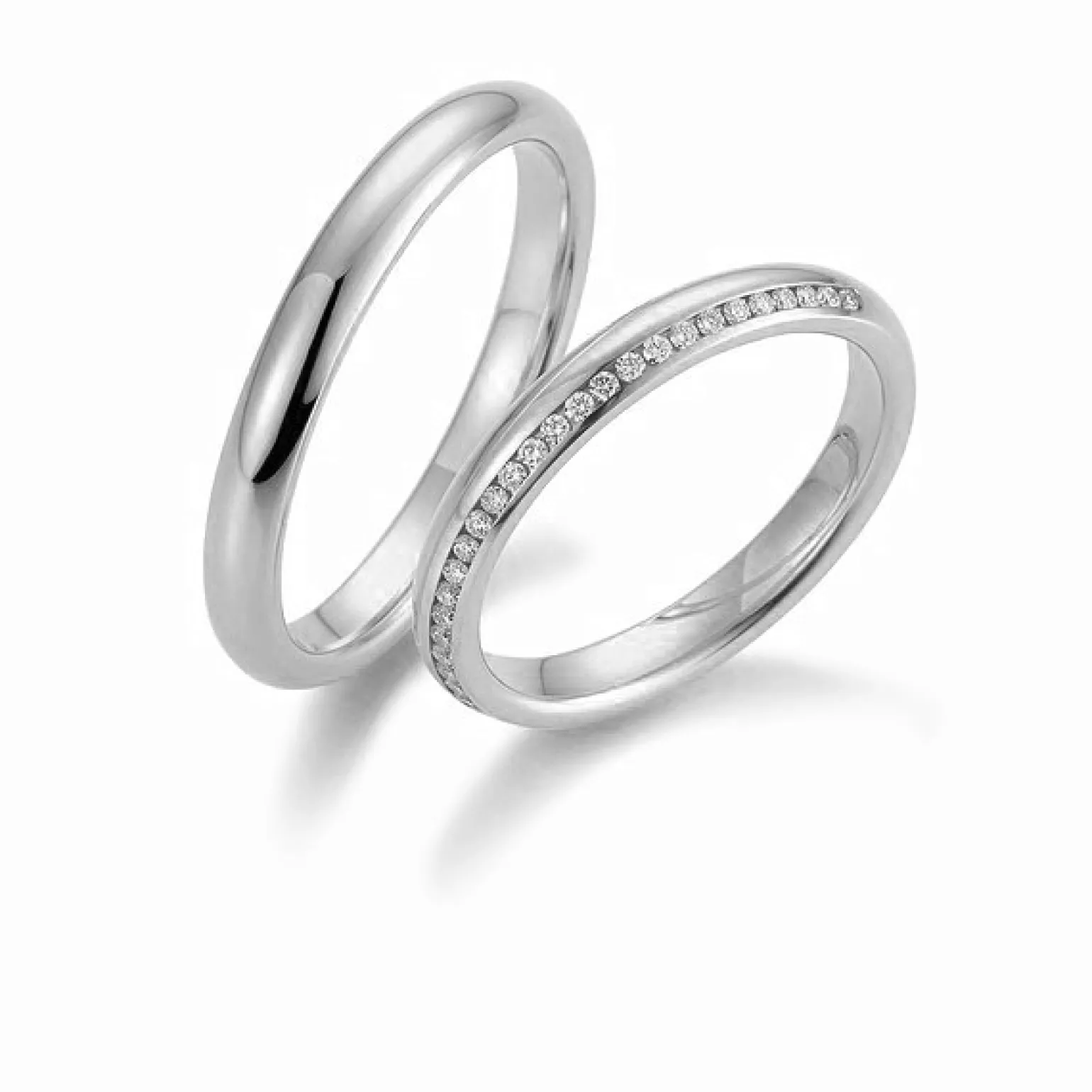 Gerstner - Eheringe aus 9-14kt. Weißgold mit 28 Diamanten