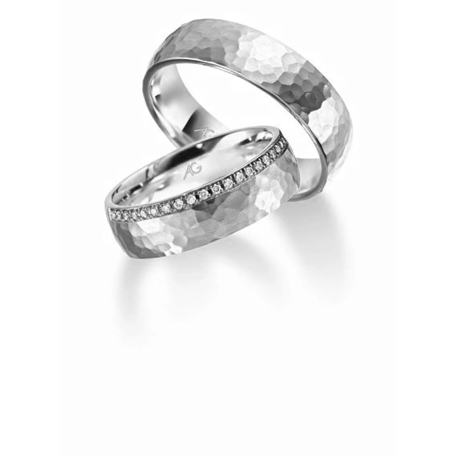 Gerstner - Eheringe aus 9-14kt. Weißgold mit 20 Diamanten