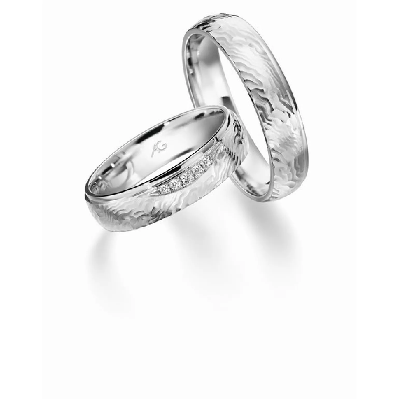 Gerstner - Eheringe aus 9-14kt. Weißgold mit 0,036ct.