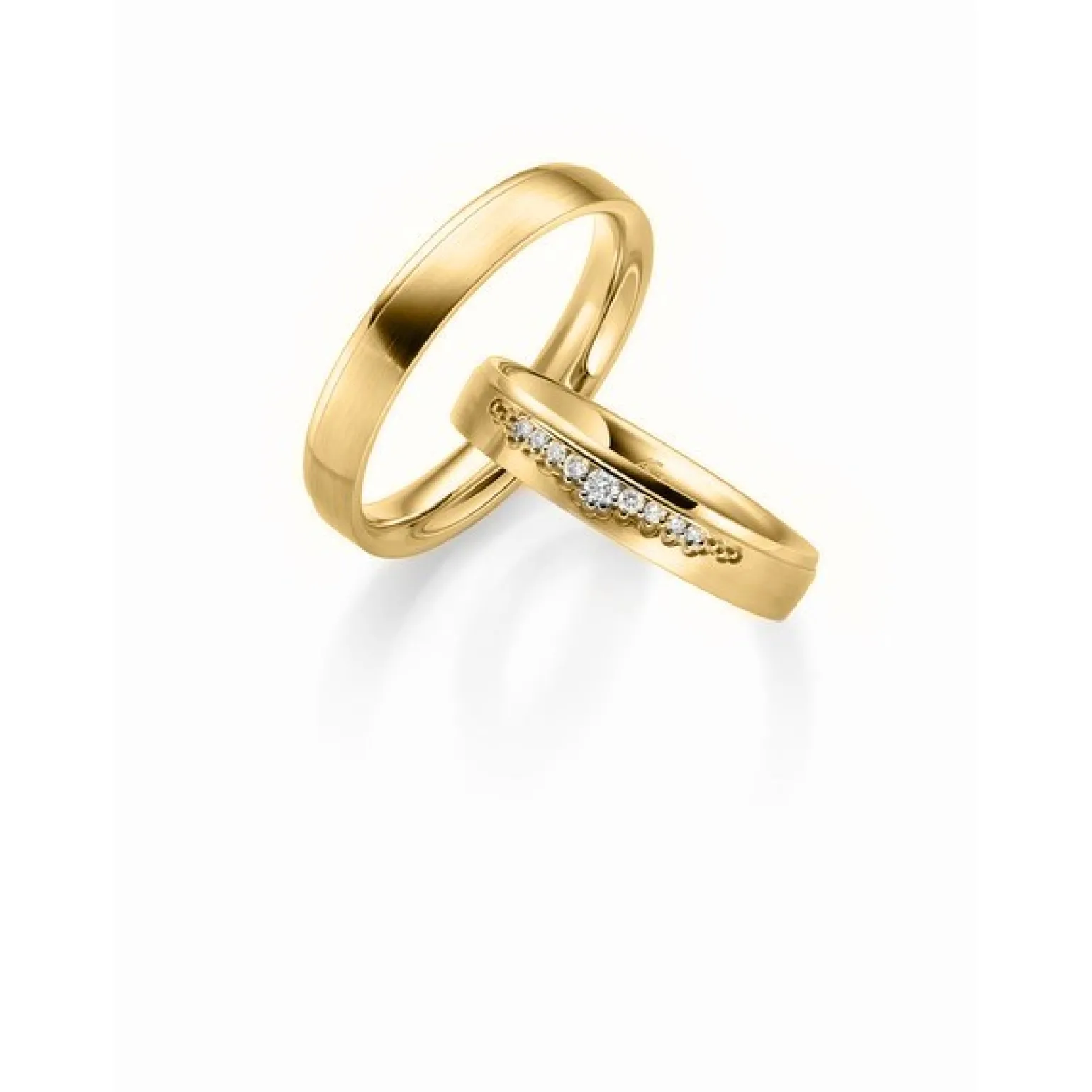 Gerstner - Eheringe aus 14kt. Gold mit Diamantmuster