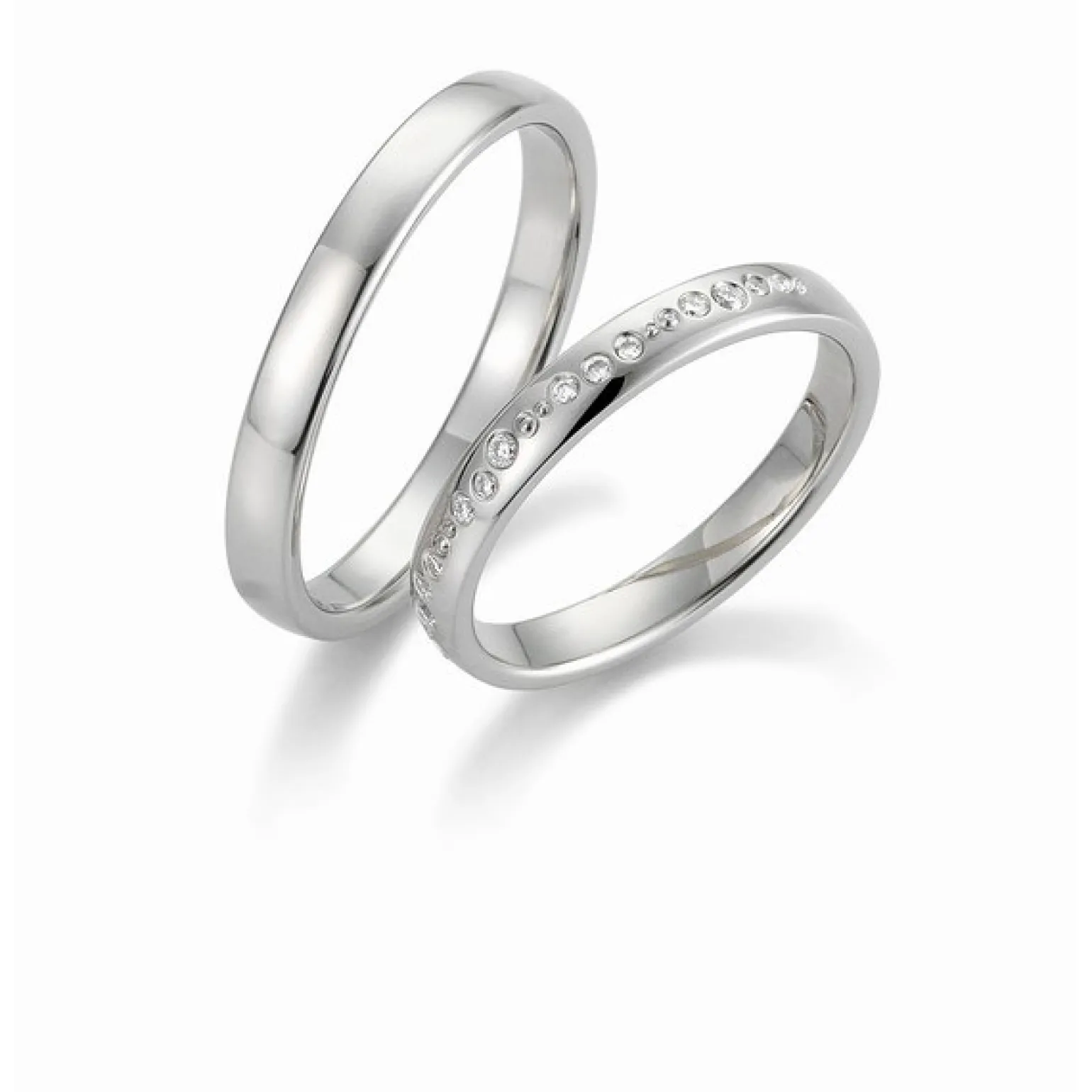 Gerstner - Trauringe aus 9-14kt. Weißgold mit Diamantreihe