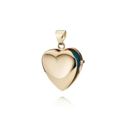 Glänzendes Herzmedaillon in 8-14 Karat - mittelgroß 22 x 24 mm.