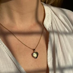 Glänzendes Herzmedaillon in 8-14 Karat - klein 16 x 19 mm