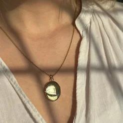 Glänzendes ovales Medaillon in 8-14 Karat - mittel 22 x 30 mm