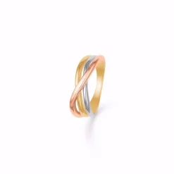Gold & Silber Design - dreifarbiger Ring aus 8kt. Rot-, Weiß- und Roségold