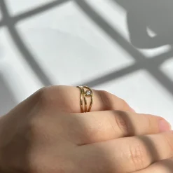 Gold & Silber Design - Ring mit Zirkon in 8kt. Gold