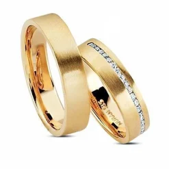 Goldringe in 14 Karat - seidenmatt - 20x0,01 kt. Brillanten