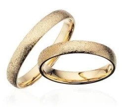 Goldringe in 8-14 kt. 3,5 mm. gebogen und rustikal. Mit oder ohne Brillant