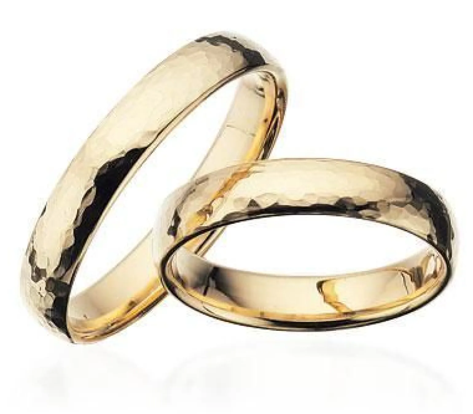 Goldringe in 8-14 kt. 4,0 mm. gebogen und gehämmert. Mit oder ohne Brillant