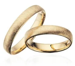 Goldringe in 8-14 kt. 4,0 mm. gebogen und mattiert. Mit oder ohne Brillant