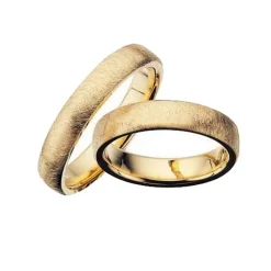 Goldringe in 8-14 kt. 4,5 mm. leicht oval, mattiert. Mit oder ohne Brillant