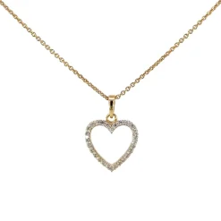 Herzanhänger aus 8-karätigem Gold mit zirkonia und vergoldete Kette 13 x 14 mm