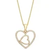 Herzanhänger aus 8kt. Gold mit 2 Herzen und Zirkonias