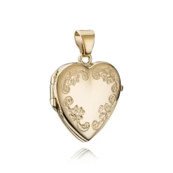 Herzmedaillon mit Muster in 8-14 Karat - mittelgroß 22 x 24 mm.