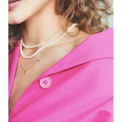 Hultquist - Aaliyah Halskette aus vergoldete silber mit Süßwasser- und Glasperlen