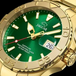 Jaguar - Unisex Executive Diver mit grünem Zifferblatt und vergoldetem Armband