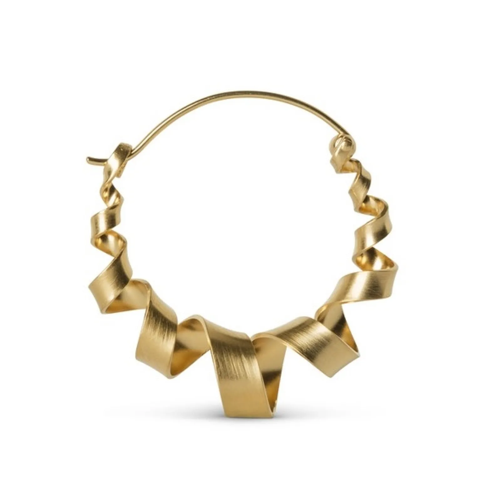 Jane Kønig - Big Curly Hoop in mattem Gold*