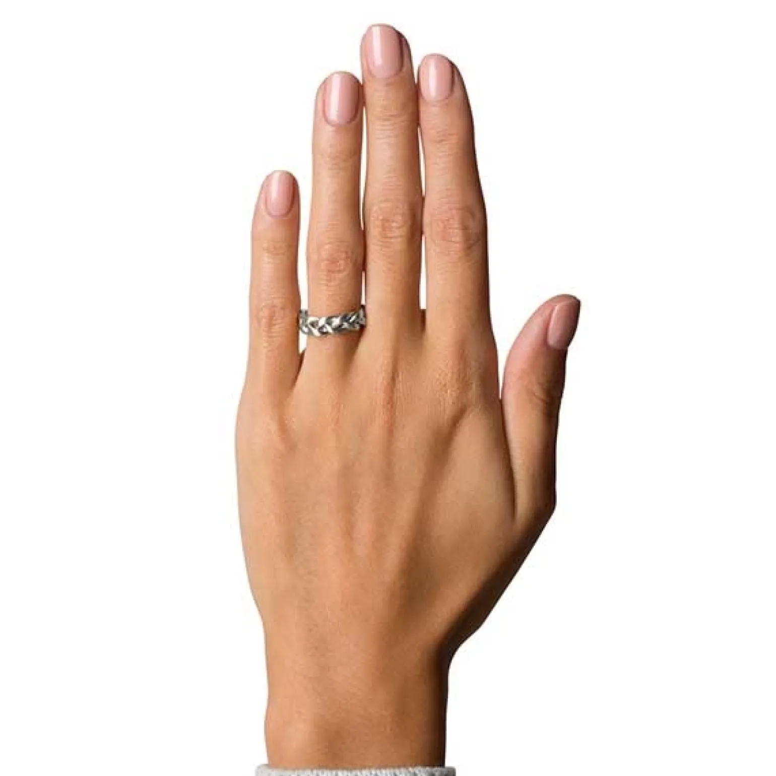 Jane Kønig Big Braided Ring in mattem Silber