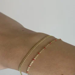 Jeberg Ruby Wine armband in vergoldete silber mit orangefarbener Emaille