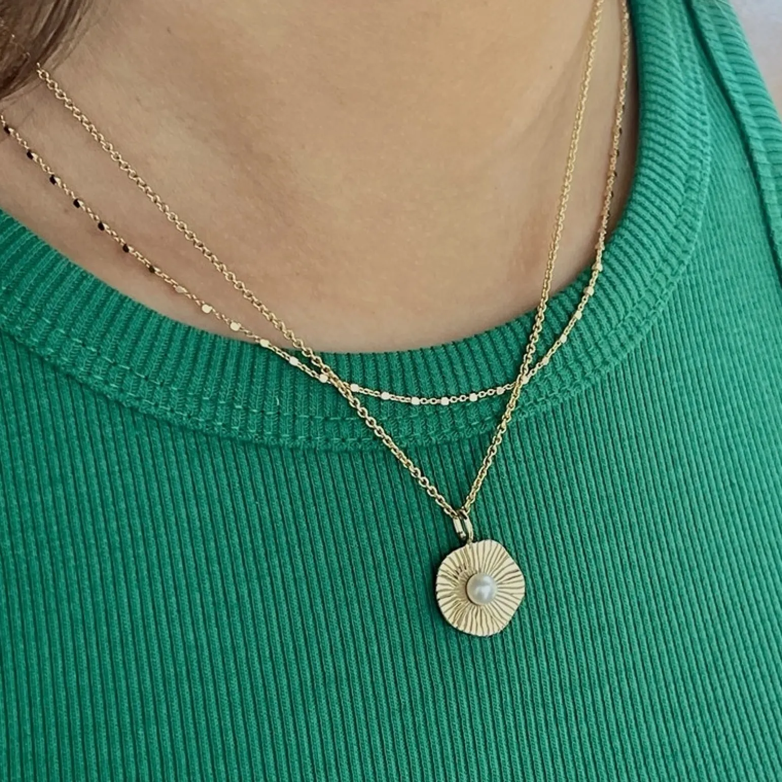 Jeberg Sand Dune Pearl Halskette in vergoldete silber mit Perle