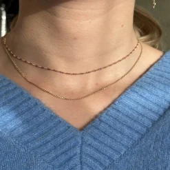 Jeberg Wild Rose Halskette in vergoldete silber mit rosa Kristall