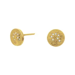 Joanli Nor - Danila - Ohrringe mit Baum des Lebens mit Zirkonen in vergoldetem