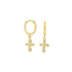 Joanli Nor - IBINOR Creole mit Kreuz und Zirkonen vergoldet