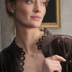 Joanli Nor - MILLENOR blaue Ohrstecker in vergoldete silber mit Zirkon