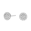 Joanli Nor - Silberne rhodinierte runde Ohrstecker mit Zirkonias