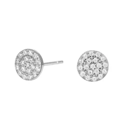 Joanli Nor - Silberne rhodinierte runde Ohrstecker mit Zirkonias