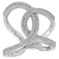 Joanli Nor - Silberring mit gedrehtem Design und 2 Reihen Zirkonia*